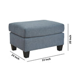 Benzara Fabric Upholstered Contemporary Ottoman with Block Feet, Blue BM226441 Blue Solid Wood, Fabric BM226441