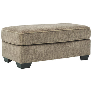 Benzara Textured Fabric Upholstered Ottoman with Welt Trim Details, Brown BM226451 Brown Solid Wood, Fabric BM226451