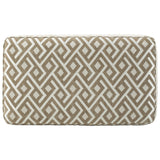 Benzara Geometric Fabric Upholstered Ottoman with Welt Trim Details,Brown and White BM226455 Brown, White Solid Wood, Fabric BM226455
