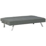 Benzara Fabric Upholstered Flip Flop Armless Sofa with Box Tufting, Gray BM226467 Gray Solid Wood, Metal, Fabric BM226467