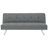 Benzara Fabric Upholstered Flip Flop Armless Sofa with Box Tufting, Gray BM226467 Gray Solid Wood, Metal, Fabric BM226467