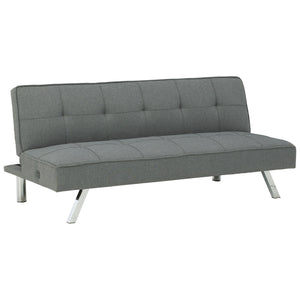 Benzara Fabric Upholstered Flip Flop Armless Sofa with Box Tufting, Gray BM226467 Gray Solid Wood, Metal, Fabric BM226467