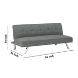 Benzara Fabric Upholstered Flip Flop Armless Sofa with Box Tufting, Gray BM226467 Gray Solid Wood, Metal, Fabric BM226467