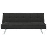 Benzara Fabric Upholstered Flip Flop Armless Sofa with Box Tufting, Black BM226468 Black Solid Wood, Metal, Fabric BM226468