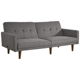 Benzara Fabric Upholstered Flip Flop Sofa with Box Tufting, Gray BM226470 Gray Solid Wood, Fabric BM226470