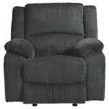 Benzara Fabric Upholstered Rocker Recliner with Pillow Arms, Gray BM226472 Gray Solid Wood, Metal, Fabric BM226472