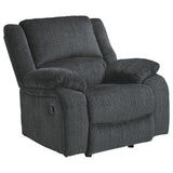 Benzara Fabric Upholstered Rocker Recliner with Pillow Arms, Gray BM226472 Gray Solid Wood, Metal, Fabric BM226472