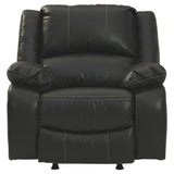 Benzara Faux Leather Upholstered Rocker Recliner with Jumbo Stitching, Black BM226478 Black Solid Wood, Metal, Faux Leather BM226478