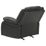 Benzara Faux Leather Upholstered Rocker Recliner with Jumbo Stitching, Black BM226478 Black Solid Wood, Metal, Faux Leather BM226478