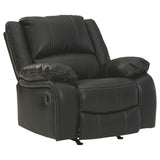 Faux Leather Upholstered Rocker Recliner with Jumbo Stitching, Black