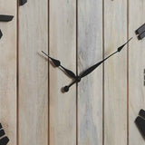 Benzara Square Wall Clock with Panel Wooden Backing, Brown and Black BM226517 Brown and Black Solid Wood BM226517