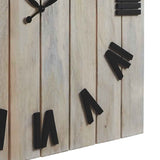 Benzara Square Wall Clock with Panel Wooden Backing, Brown and Black BM226517 Brown and Black Solid Wood BM226517