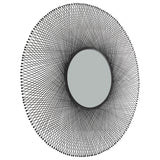 Benzara Metal Round Shaped Accent Mirror with Sunburst Design, Black and Silver BM226519 Black and Silver Metal and Mirror BM226519