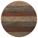 Benzara Rustic Plank Style Round Shape Cocktail and 2 End Tables, Set of 3, Brown BM226527 Brown Solid Wood,Veneer and Engineered Wood BM226527