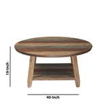 Benzara Rustic Plank Style Round Shape Cocktail and 2 End Tables, Set of 3, Brown BM226527 Brown Solid Wood,Veneer and Engineered Wood BM226527