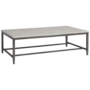 Benzara Rectangular Shape Cocktail Table with Faux Concrete Top, Gray and Black BM226531 Gray and Black Metal and Faux concrete BM226531