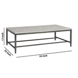 Benzara Rectangular Shape Cocktail Table with Faux Concrete Top, Gray and Black BM226531 Gray and Black Metal and Faux concrete BM226531