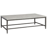 Rectangular Shape Cocktail Table with Faux Concrete Top, Gray and Black