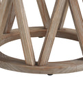 Benzara Wooden Round End Table with Plank Top and X Motif Base, Light Brown BM226556 Brown Solid wood BM226556