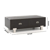 Benzara 2 Drawer Wooden Rectangular Lift Top Cocktail Table with Metal Feet, Black BM226561 Black Solid wood, Metal BM226561