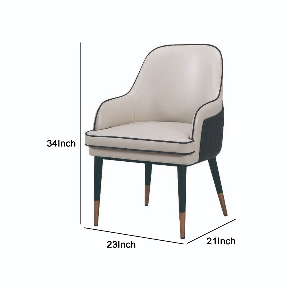 Benzara Mid Century Leatherette Armchair with Peg Legs and Metal Cap,Gray and Brown BM226631 Gray, Brown Leatherette, Solid wood BM226631