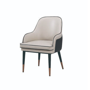 Benzara Mid Century Leatherette Armchair with Peg Legs and Metal Cap,Gray and Brown BM226631 Gray, Brown Leatherette, Solid wood BM226631