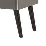 Benzara Curved Edge 1 Drawer Nightstand with Chrome Trim, Gray and Brown BM226952 Gray and Brown Wood BM226952