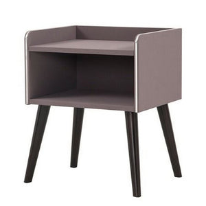 Benzara Raised Top Wooden Nightstand with 1 Open Compartment, Gray and Black BM226955 Gray and Black Wood BM226955