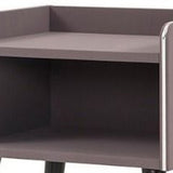 Benzara Raised Top Wooden Nightstand with 1 Open Compartment, Gray and Black BM226955 Gray and Black Wood BM226955