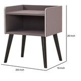 Benzara Raised Top Wooden Nightstand with 1 Open Compartment, Gray and Black BM226955 Gray and Black Wood BM226955