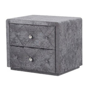 Benzara Fabric Upholstered Wooden Nightstand with 2 Drawers, Gray BM226957 Gray Wood and Fabric BM226957