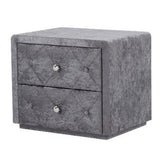 Fabric Upholstered Wooden Nightstand with 2 Drawers, Gray