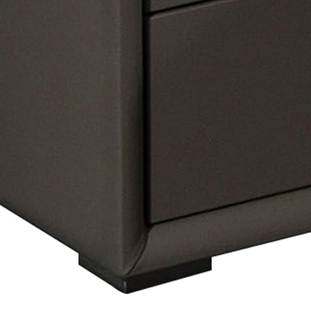 Benzara Leatherette Wooden Nightstand with 2 Drawers, Taupe Brown BM226959 Brown Wood and Faux Leather BM226959