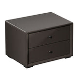 Benzara Leatherette Wooden Nightstand with 2 Drawers, Taupe Brown BM226959 Brown Wood and Faux Leather BM226959
