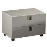 Benzara Contemporary Style Wooden Nightstand with 2 Drawers, White BM226960 White Wood and Metal BM226960