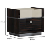 Benzara 2 Drawer Nightstand with Grain Details and Plinth Base, Beige and Brown BM226961 Beige and Brown MDF BM226961