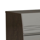 Benzara 18 Inches Dual tone Wooden Nightstand with 2 Drawers, Light Gray and Brown BM226962 Gray and Brown MDF BM226962