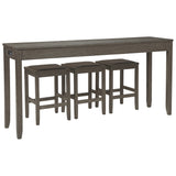 Benzara 4 Piece Counter Height Dining Table Set with Barstool, Gray BM227026 Gray Solid Wood, Fabric BM227026