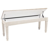 Benzara Rectangular Wooden Bench with Under seat Storage, Antique White and Brown BM227027 Brown, White Solid Wood BM227027