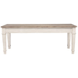 Benzara Rectangular Wooden Bench with Under seat Storage, Antique White and Brown BM227027 Brown, White Solid Wood BM227027