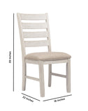 Benzara Fabric Dining Side Chair with Ladder Back, Set of 2, White and Brown BM227028 White, Brown Solid Wood, Fabric BM227028