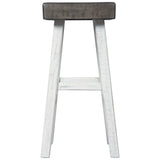 Benzara 31 Inch Wooden Saddle Stool with Angular Legs, Set of 2, Brown and White BM227038 Brown, White Solid Wood BM227038