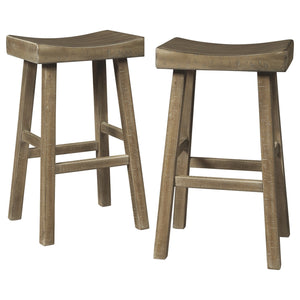 Benzara 31 Inch Wooden Saddle Stool with Angular Legs, Set of 2, Brown BM227042 Brown Solid Wood BM227042