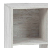 Benzara 4 Cube Wooden Organizer with Grain Details, Washed White BM227055 White Solid Wood BM227055