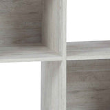 Benzara 4 Cube Wooden Organizer with Grain Details, Washed White BM227055 White Solid Wood BM227055