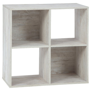 Benzara 4 Cube Wooden Organizer with Grain Details, Washed White BM227055 White Solid Wood BM227055