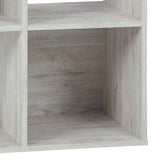 Benzara 4 Cube Wooden Organizer with Grain Details, Washed White BM227055 White Solid Wood BM227055