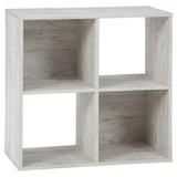 4 Cube Wooden Organizer with Grain Details, Washed White