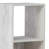 Benzara 3 Cube Wooden Organizer with Grain Details, Washed White BM227056 White Solid Wood BM227056
