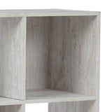 Benzara 6 Cube Wooden Organizer with Grain Details, Washed White BM227057 White Solid Wood BM227057